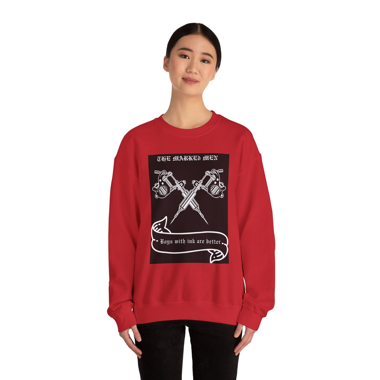 Tattoo Club Crewneck Sweatshirt — "Boys with Ink Are Better" Graphic