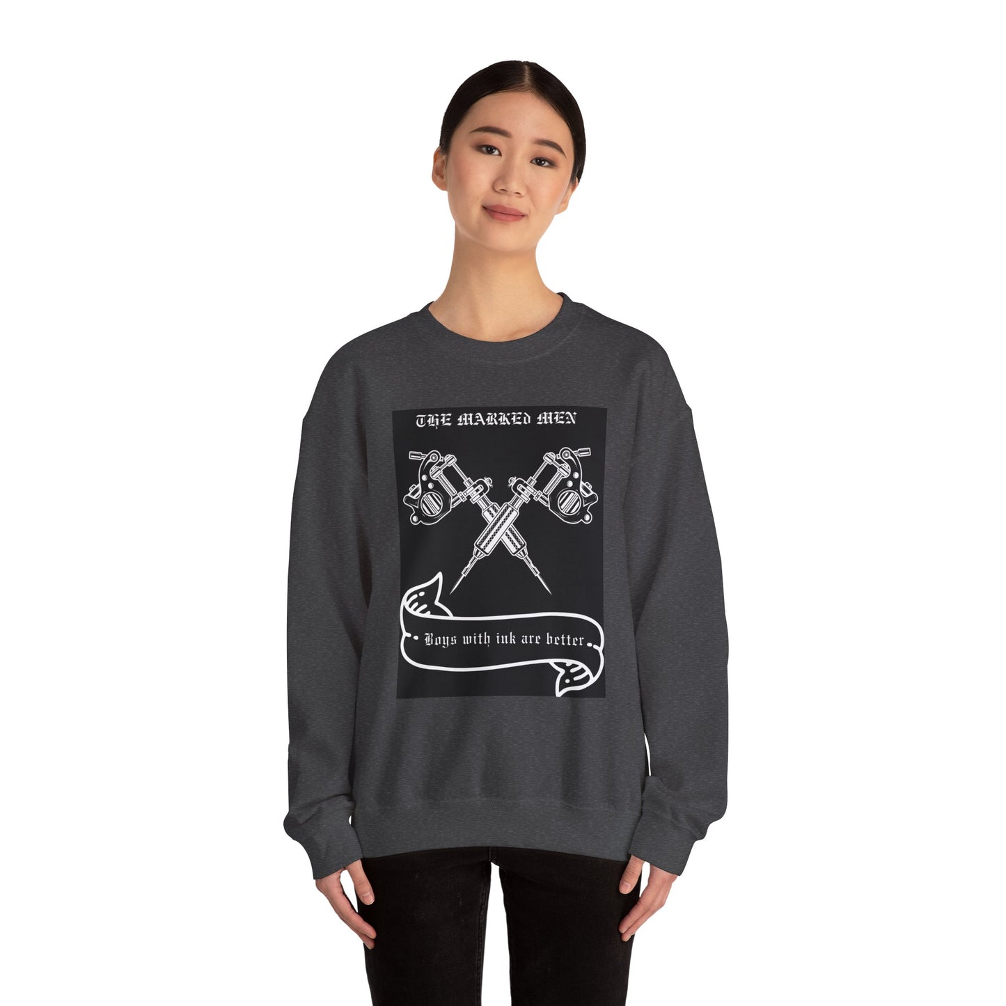 Tattoo Club Crewneck Sweatshirt — "Boys with Ink Are Better" Graphic