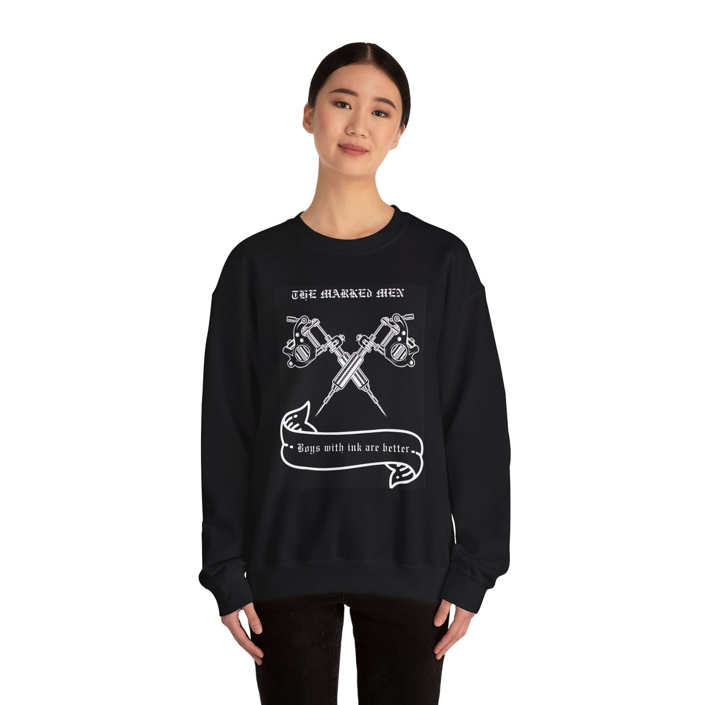 Tattoo Club Crewneck Sweatshirt — "Boys with Ink Are Better" Graphic