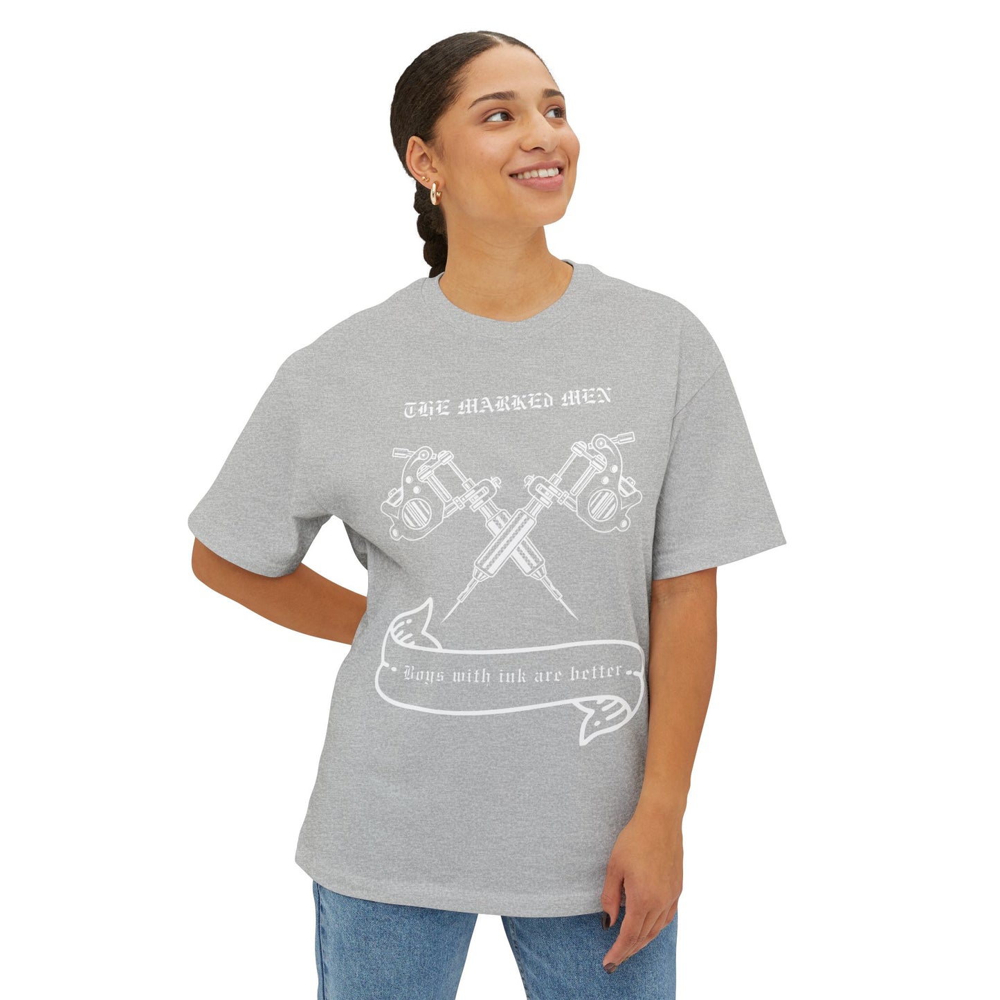 Tattoo Guns Tee — "The Marked Men: Boys with Ink Are Better" Oversized Shirt