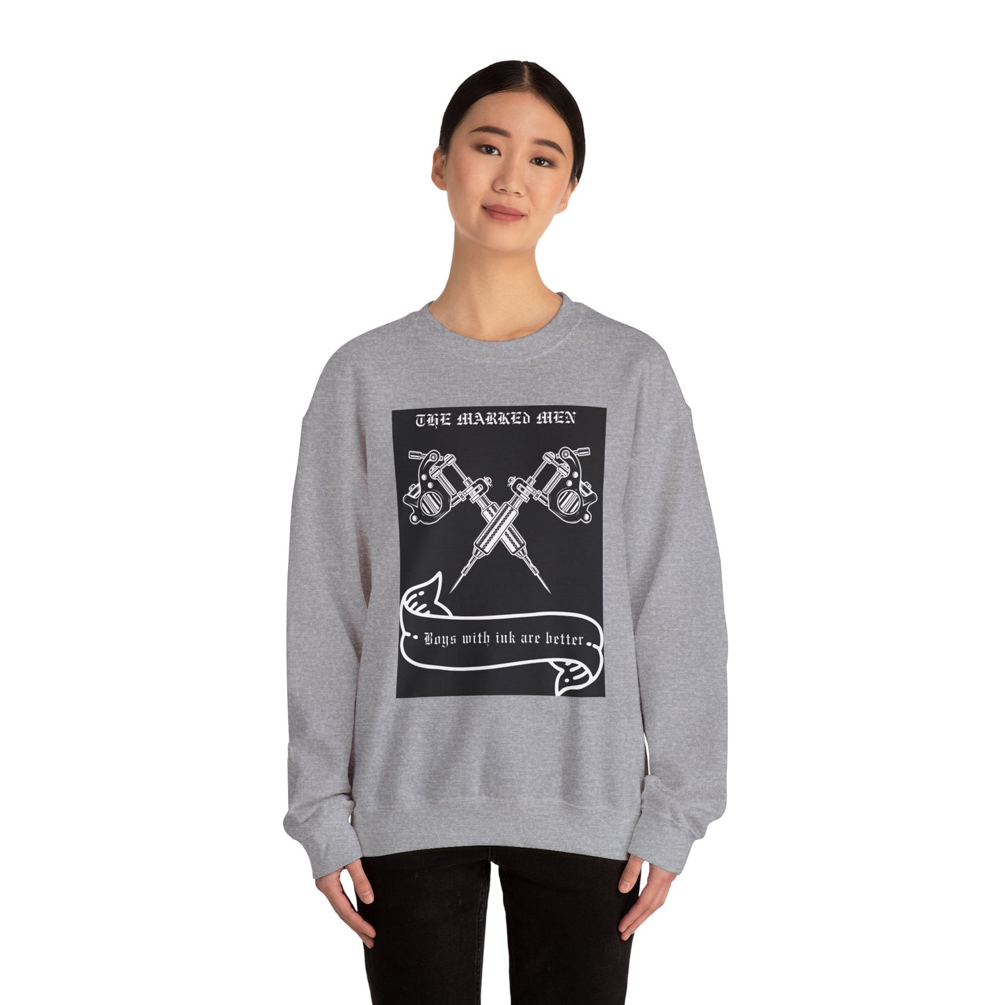 Tattoo Club Crewneck Sweatshirt — "Boys with Ink Are Better" Graphic