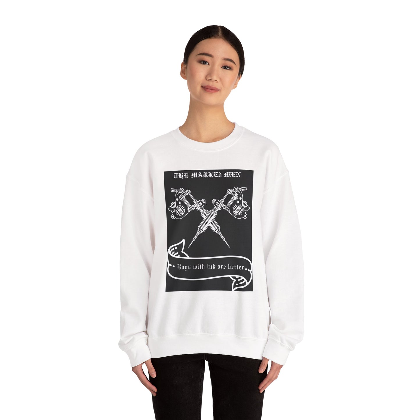 Tattoo Club Crewneck Sweatshirt — "Boys with Ink Are Better" Graphic