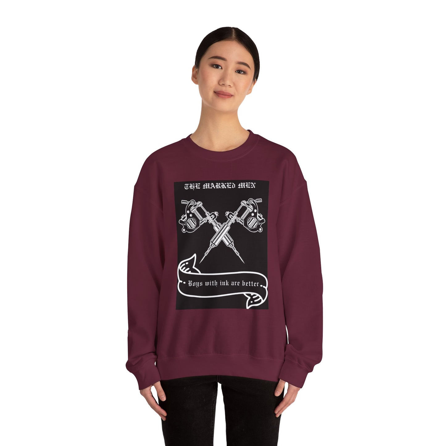 Tattoo Club Crewneck Sweatshirt — "Boys with Ink Are Better" Graphic